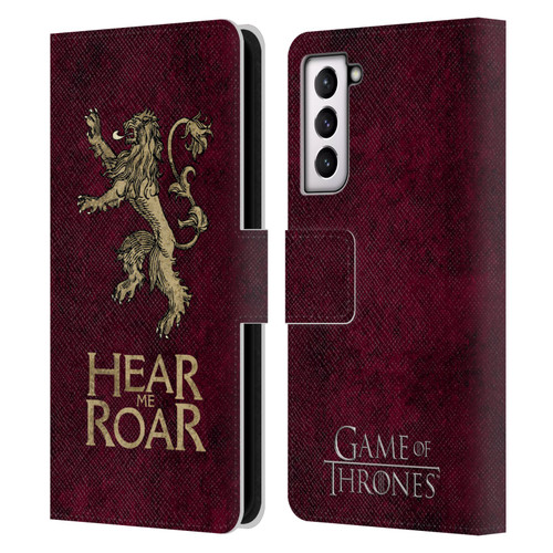 HBO Game of Thrones Dark Distressed Look Sigils Lannister Leather Book Wallet Case Cover For Samsung Galaxy S21 5G