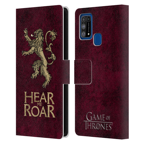 HBO Game of Thrones Dark Distressed Look Sigils Lannister Leather Book Wallet Case Cover For Samsung Galaxy M31 (2020)
