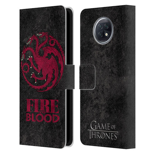 HBO Game of Thrones Dark Distressed Look Sigils Targaryen Leather Book Wallet Case Cover For Xiaomi Redmi Note 9T 5G