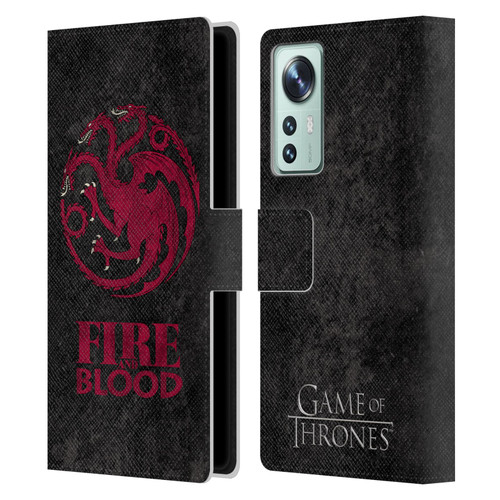 HBO Game of Thrones Dark Distressed Look Sigils Targaryen Leather Book Wallet Case Cover For Xiaomi 12
