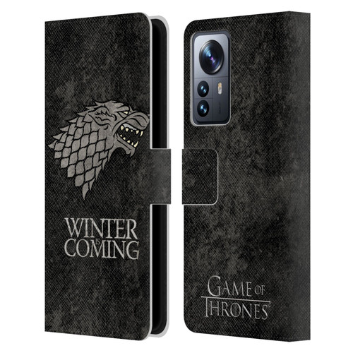 HBO Game of Thrones Dark Distressed Look Sigils Stark Leather Book Wallet Case Cover For Xiaomi 12 Pro