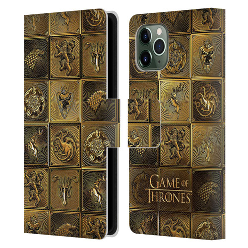 HBO Game of Thrones Golden Sigils All Houses Leather Book Wallet Case Cover For Apple iPhone 11 Pro
