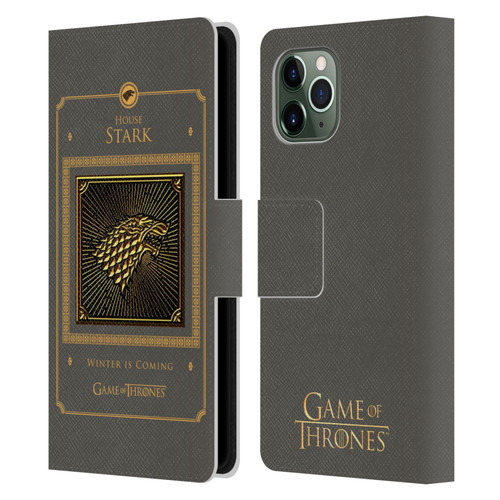 HBO Game of Thrones Golden Sigils Stark Border Leather Book Wallet Case Cover For Apple iPhone 11 Pro