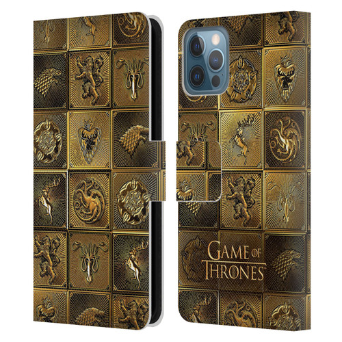 HBO Game of Thrones Golden Sigils All Houses Leather Book Wallet Case Cover For Apple iPhone 12 / iPhone 12 Pro