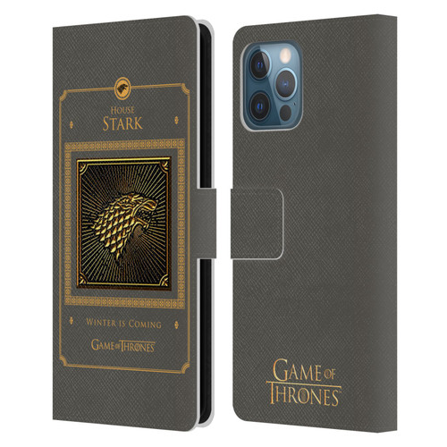 HBO Game of Thrones Golden Sigils Stark Border Leather Book Wallet Case Cover For Apple iPhone 12 Pro Max