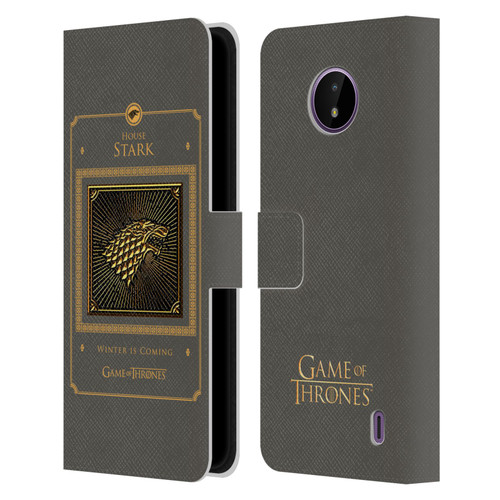 HBO Game of Thrones Golden Sigils Stark Border Leather Book Wallet Case Cover For Nokia C10 / C20