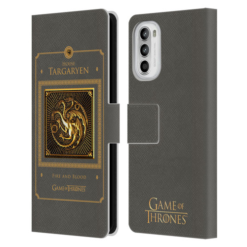 HBO Game of Thrones Golden Sigils Targaryen Border Leather Book Wallet Case Cover For Motorola Moto G52