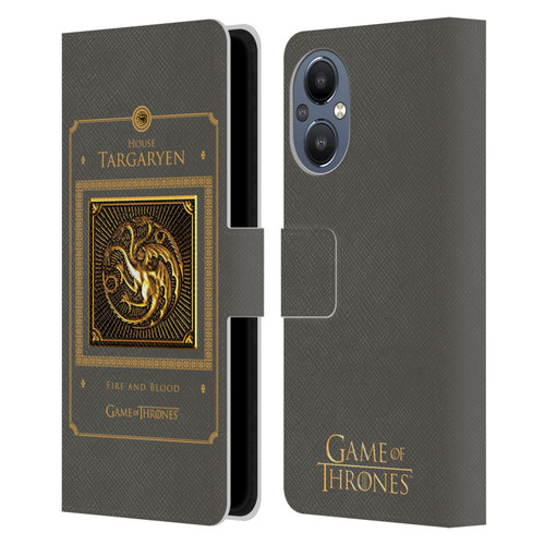 HBO Game of Thrones Golden Sigils Targaryen Border Leather Book Wallet Case Cover For OnePlus Nord N20 5G