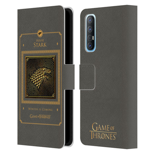 HBO Game of Thrones Golden Sigils Stark Border Leather Book Wallet Case Cover For OPPO Find X2 Neo 5G