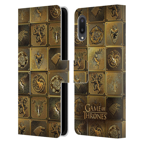 HBO Game of Thrones Golden Sigils All Houses Leather Book Wallet Case Cover For Samsung Galaxy A02/M02 (2021)