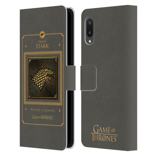 HBO Game of Thrones Golden Sigils Stark Border Leather Book Wallet Case Cover For Samsung Galaxy A02/M02 (2021)