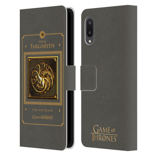 HBO Game of Thrones Golden Sigils Targaryen Border Leather Book Wallet Case Cover For Samsung Galaxy A02/M02 (2021)