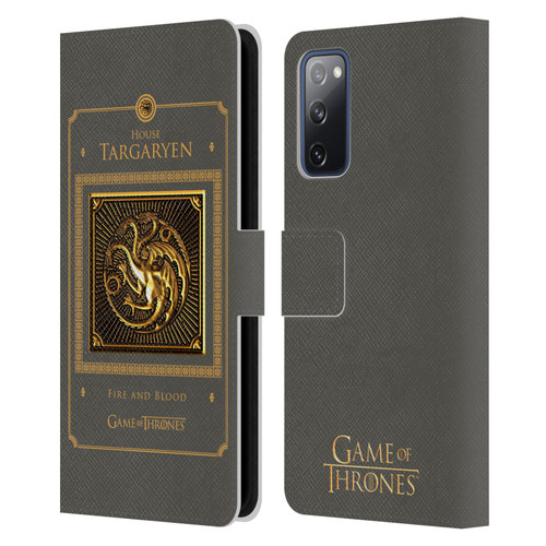 HBO Game of Thrones Golden Sigils Targaryen Border Leather Book Wallet Case Cover For Samsung Galaxy S20 FE / 5G