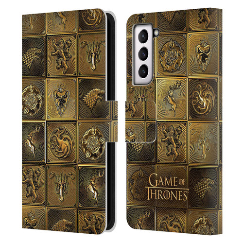 HBO Game of Thrones Golden Sigils All Houses Leather Book Wallet Case Cover For Samsung Galaxy S21 5G