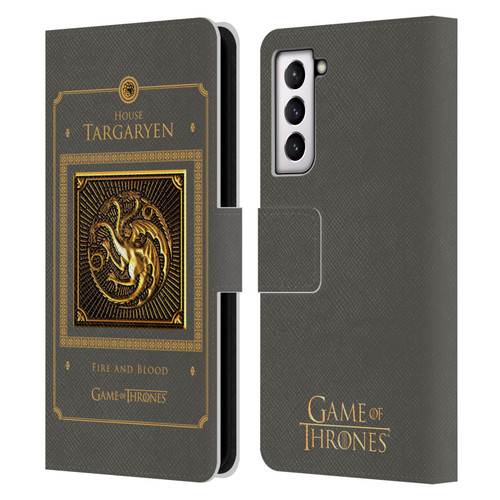 HBO Game of Thrones Golden Sigils Targaryen Border Leather Book Wallet Case Cover For Samsung Galaxy S21 5G