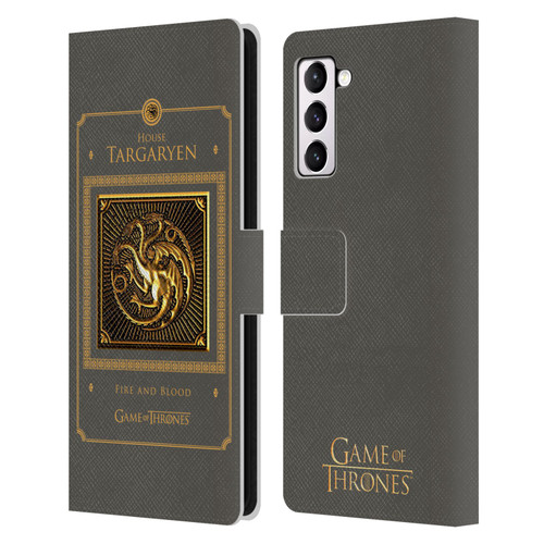 HBO Game of Thrones Golden Sigils Targaryen Border Leather Book Wallet Case Cover For Samsung Galaxy S21+ 5G
