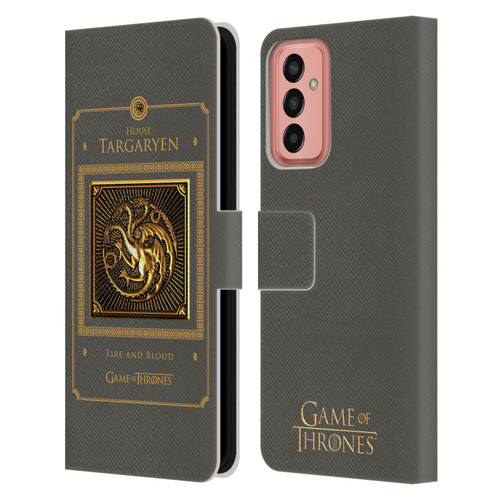HBO Game of Thrones Golden Sigils Targaryen Border Leather Book Wallet Case Cover For Samsung Galaxy M13 (2022)