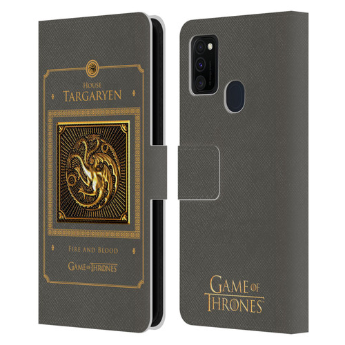 HBO Game of Thrones Golden Sigils Targaryen Border Leather Book Wallet Case Cover For Samsung Galaxy M30s (2019)/M21 (2020)