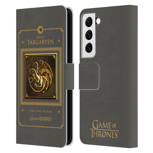 HBO Game of Thrones Golden Sigils Targaryen Border Leather Book Wallet Case Cover For Samsung Galaxy S22 5G