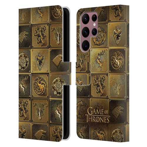HBO Game of Thrones Golden Sigils All Houses Leather Book Wallet Case Cover For Samsung Galaxy S22 Ultra 5G