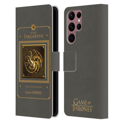 HBO Game of Thrones Golden Sigils Targaryen Border Leather Book Wallet Case Cover For Samsung Galaxy S22 Ultra 5G
