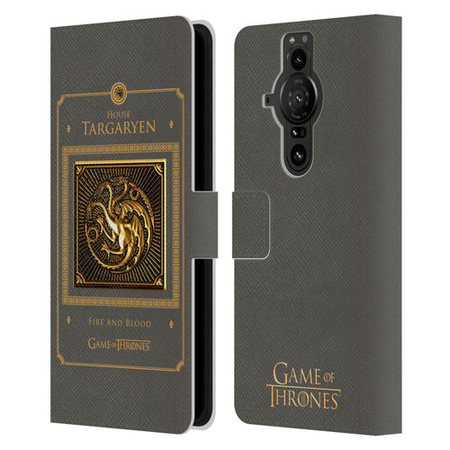 HBO Game of Thrones Golden Sigils Targaryen Border Leather Book Wallet Case Cover For Sony Xperia Pro-I