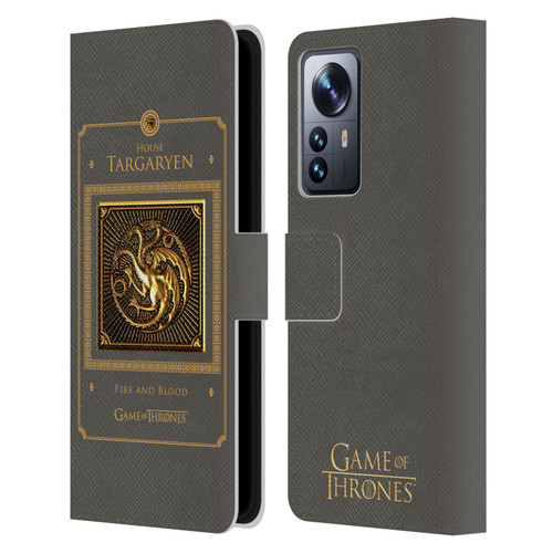 HBO Game of Thrones Golden Sigils Targaryen Border Leather Book Wallet Case Cover For Xiaomi 12 Pro