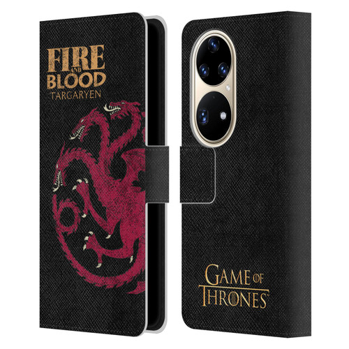 HBO Game of Thrones House Mottos Targaryen Leather Book Wallet Case Cover For Huawei P50 Pro