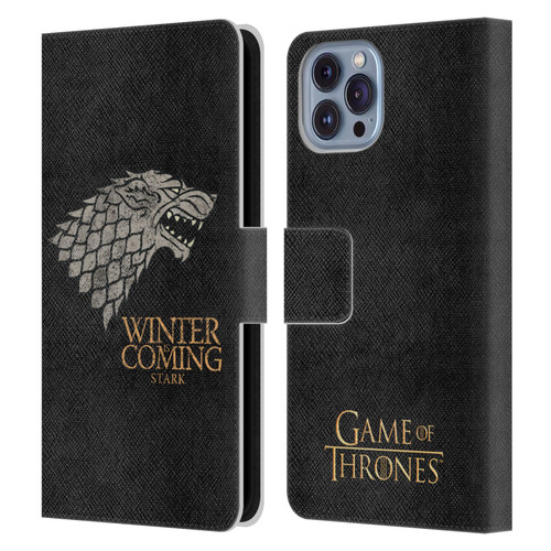 HBO Game of Thrones House Mottos Stark Leather Book Wallet Case Cover For Apple iPhone 14