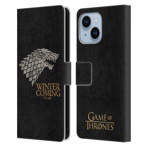 HBO Game of Thrones House Mottos Stark Leather Book Wallet Case Cover For Apple iPhone 14 Plus
