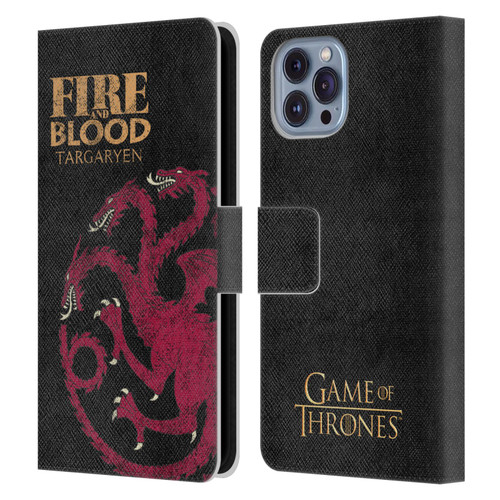 HBO Game of Thrones House Mottos Targaryen Leather Book Wallet Case Cover For Apple iPhone 14