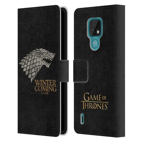 HBO Game of Thrones House Mottos Stark Leather Book Wallet Case Cover For Motorola Moto E7