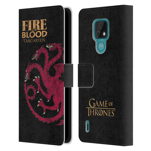 HBO Game of Thrones House Mottos Targaryen Leather Book Wallet Case Cover For Motorola Moto E7