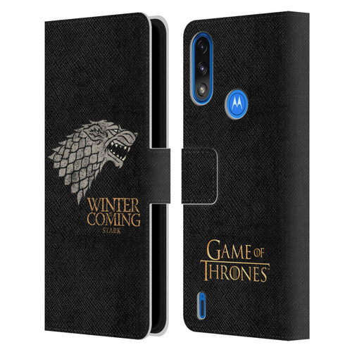 HBO Game of Thrones House Mottos Stark Leather Book Wallet Case Cover For Motorola Moto E7 Power / Moto E7i Power