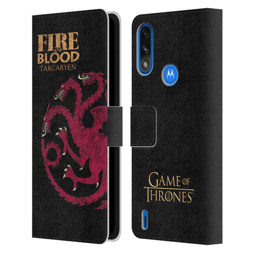 HBO Game of Thrones House Mottos Targaryen Leather Book Wallet Case Cover For Motorola Moto E7 Power / Moto E7i Power