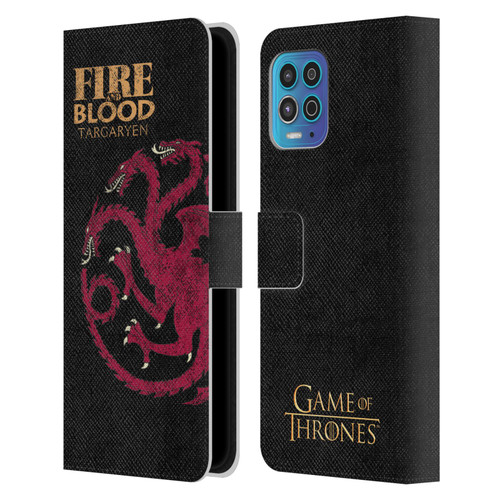 HBO Game of Thrones House Mottos Targaryen Leather Book Wallet Case Cover For Motorola Moto G100