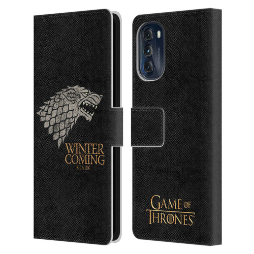 HBO Game of Thrones House Mottos Stark Leather Book Wallet Case Cover For Motorola Moto G (2022)