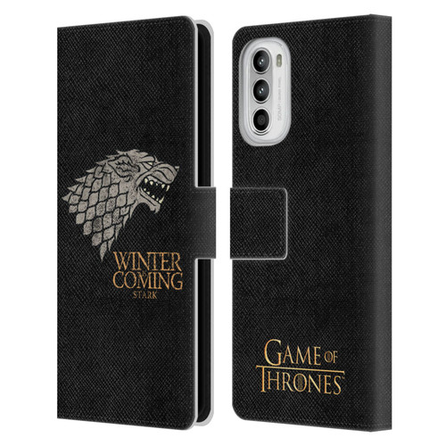 HBO Game of Thrones House Mottos Stark Leather Book Wallet Case Cover For Motorola Moto G52