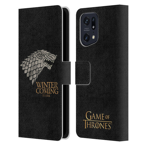 HBO Game of Thrones House Mottos Stark Leather Book Wallet Case Cover For OPPO Find X5