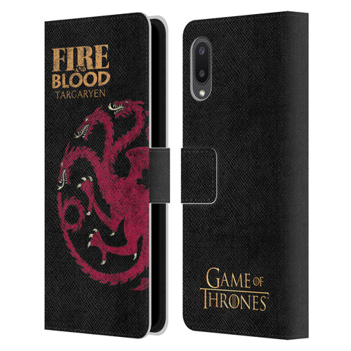 HBO Game of Thrones House Mottos Targaryen Leather Book Wallet Case Cover For Samsung Galaxy A02/M02 (2021)