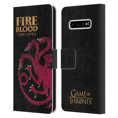 HBO Game of Thrones House Mottos Targaryen Leather Book Wallet Case Cover For Samsung Galaxy S10+ / S10 Plus