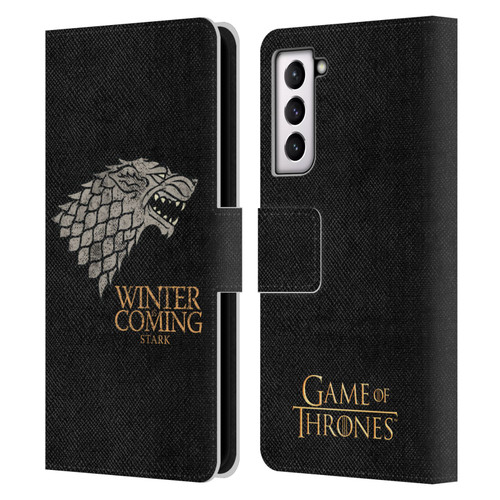 HBO Game of Thrones House Mottos Stark Leather Book Wallet Case Cover For Samsung Galaxy S21 5G