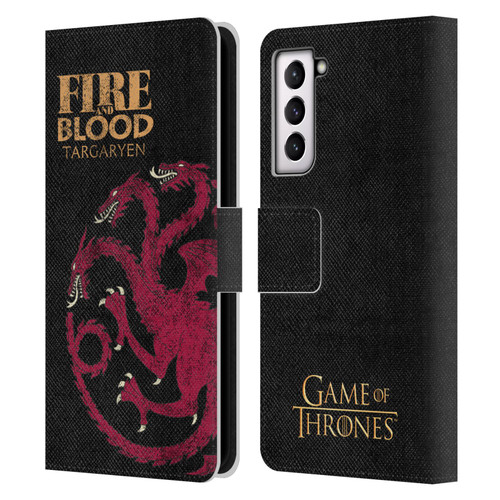 HBO Game of Thrones House Mottos Targaryen Leather Book Wallet Case Cover For Samsung Galaxy S21 5G