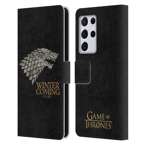 HBO Game of Thrones House Mottos Stark Leather Book Wallet Case Cover For Samsung Galaxy S21 Ultra 5G