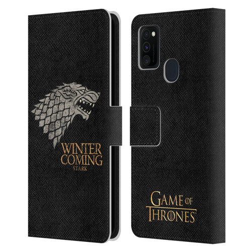 HBO Game of Thrones House Mottos Stark Leather Book Wallet Case Cover For Samsung Galaxy M30s (2019)/M21 (2020)