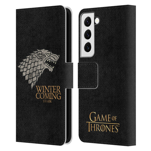 HBO Game of Thrones House Mottos Stark Leather Book Wallet Case Cover For Samsung Galaxy S22 5G