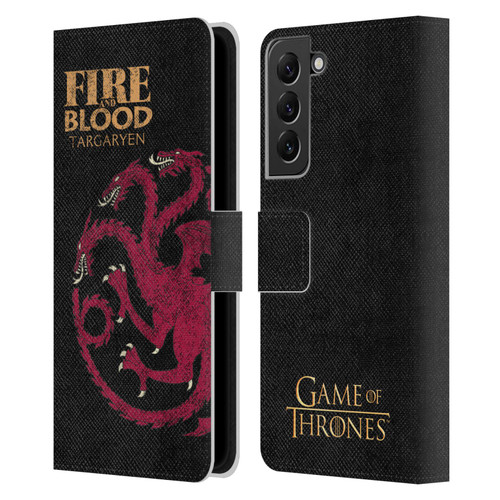 HBO Game of Thrones House Mottos Targaryen Leather Book Wallet Case Cover For Samsung Galaxy S22+ 5G