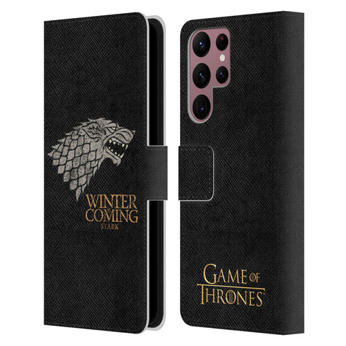 HBO Game of Thrones House Mottos Stark Leather Book Wallet Case Cover For Samsung Galaxy S22 Ultra 5G