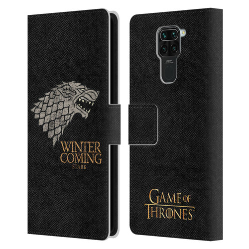 HBO Game of Thrones House Mottos Stark Leather Book Wallet Case Cover For Xiaomi Redmi Note 9 / Redmi 10X 4G