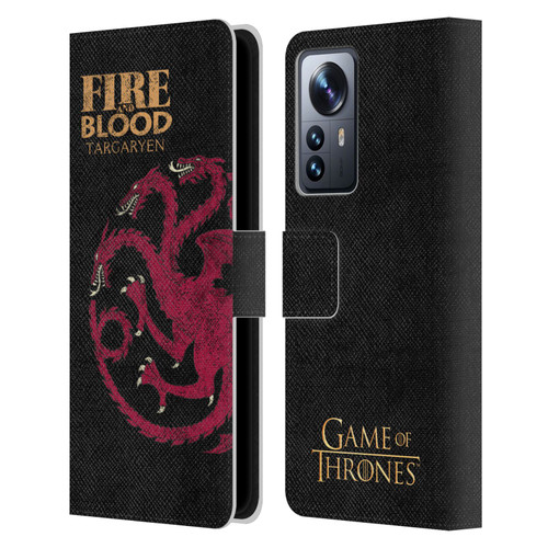 HBO Game of Thrones House Mottos Targaryen Leather Book Wallet Case Cover For Xiaomi 12 Pro